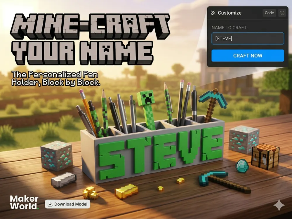 Minecraft Name Pen Holder